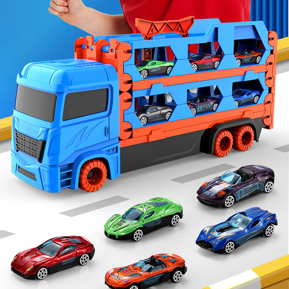 Race Track and Die-Cast Transport Truck Toys for Kids_5