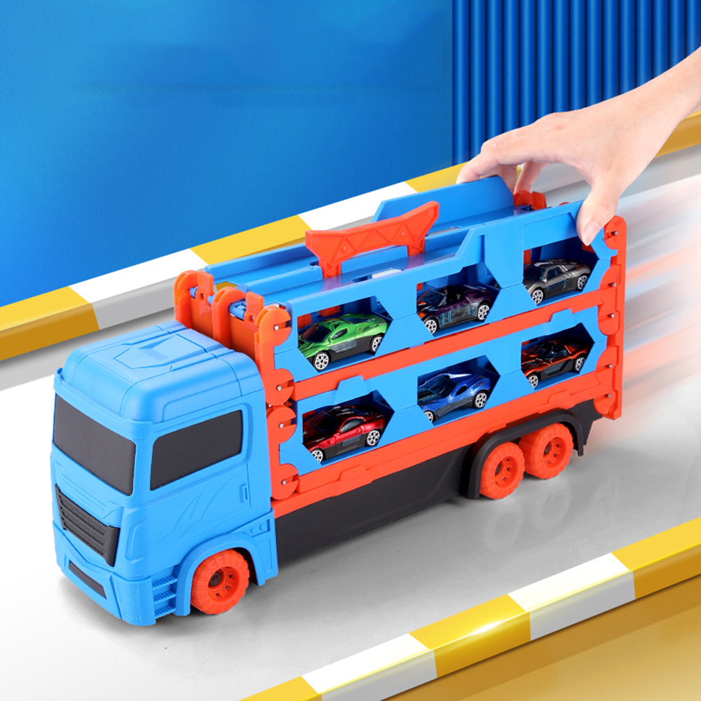 Race Track and Die-Cast Transport Truck Toys for Kids_9