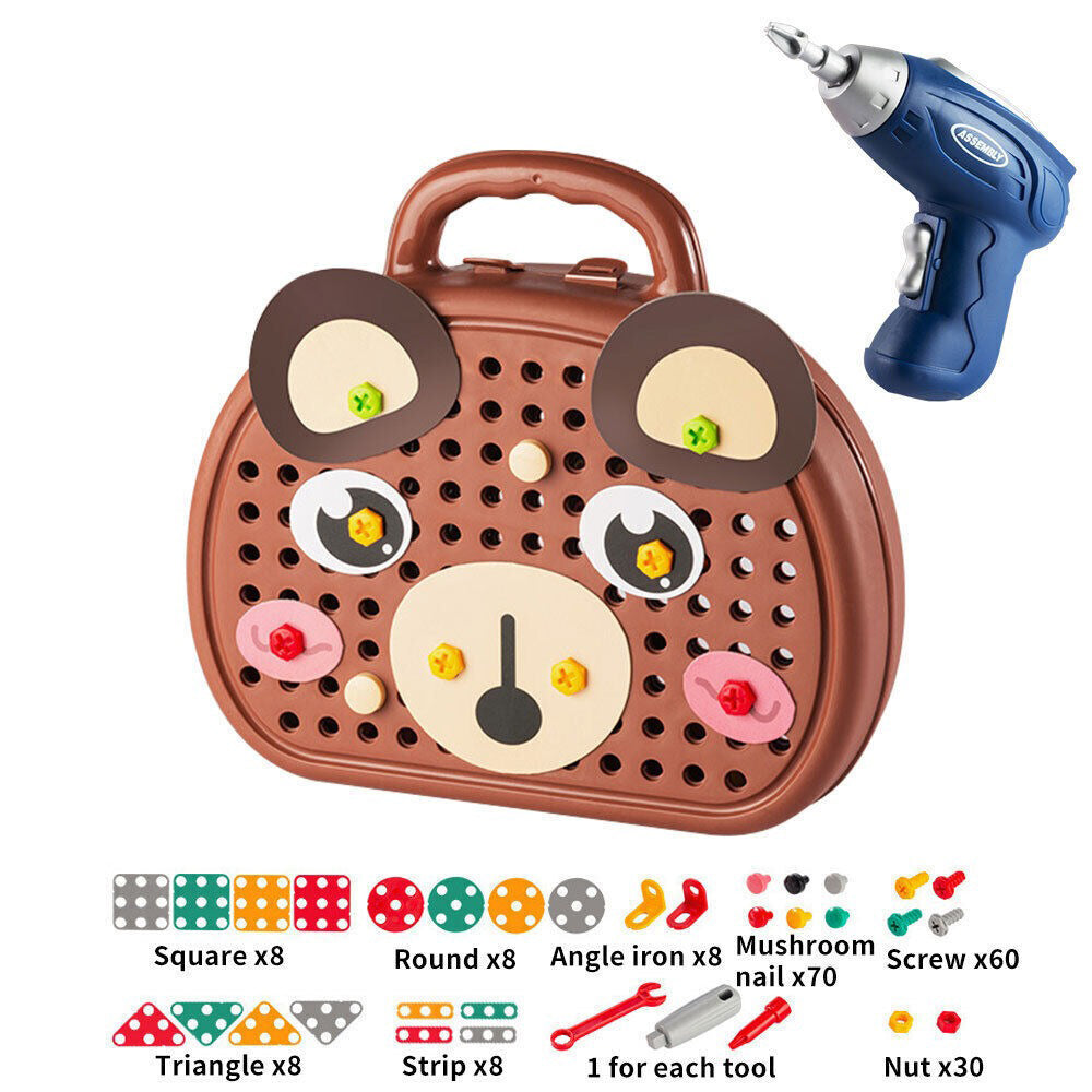 3D Creativity Kids Toy Mosaic Puzzle with Drill Screw Tool Set_24