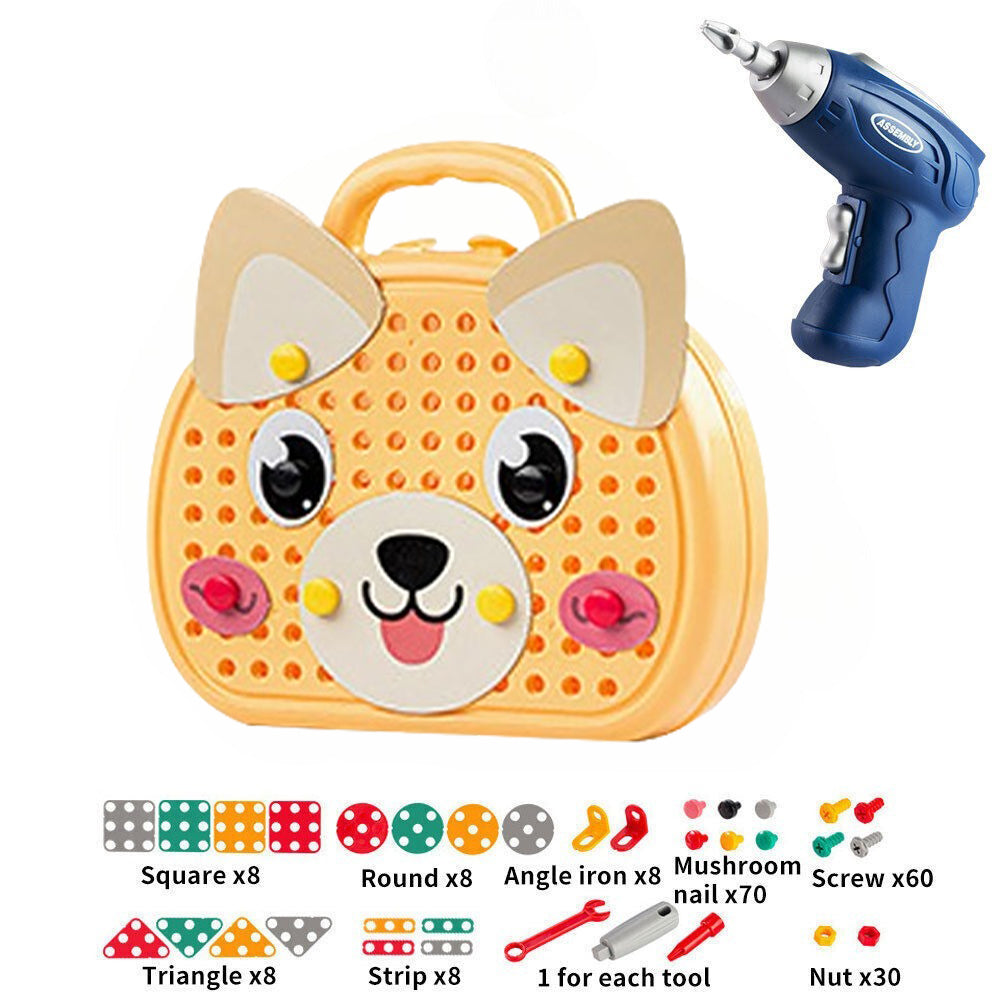 3D Creativity Kids Toy Mosaic Puzzle with Drill Screw Tool Set_25