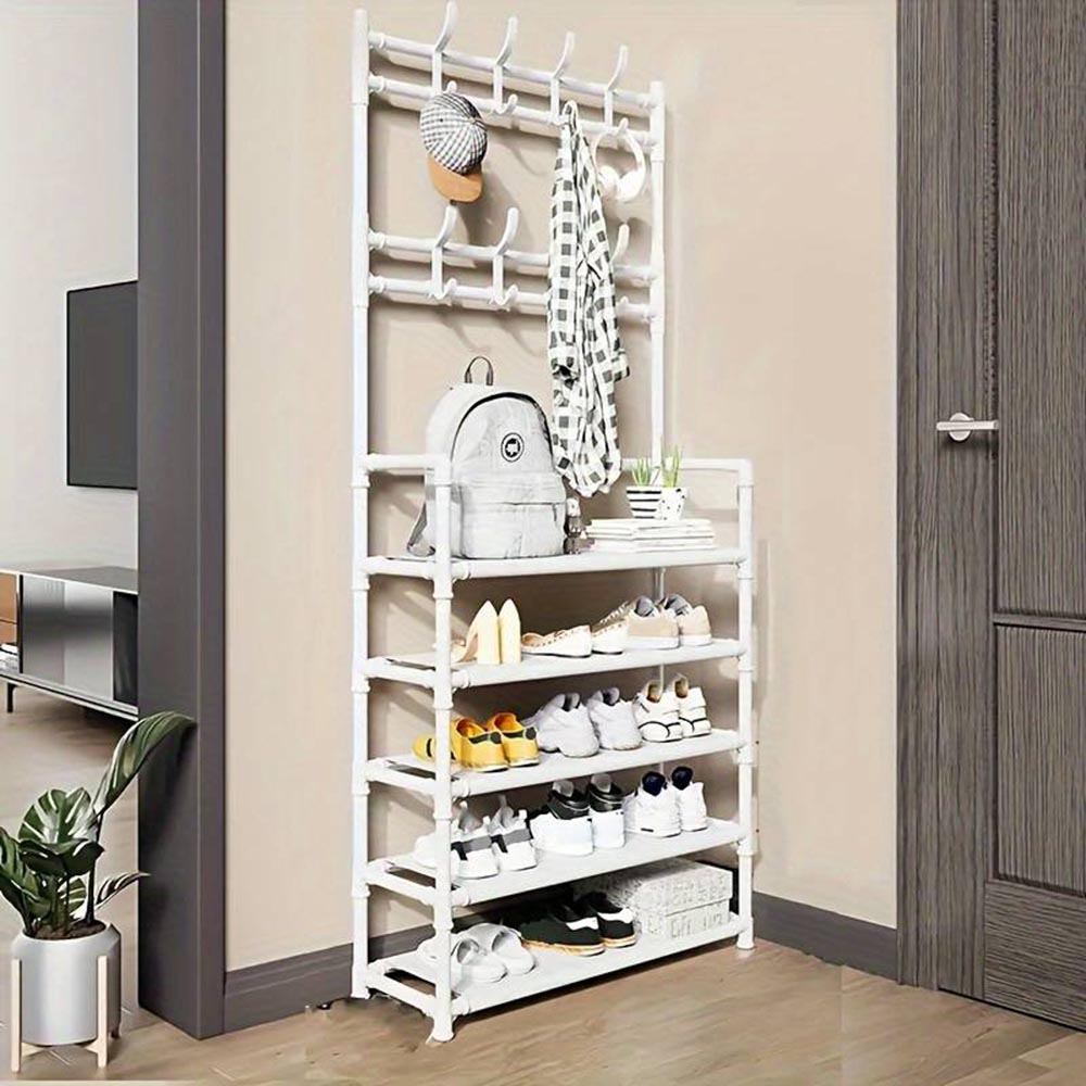 4/5 Layers Free Standing Storage Shelves Entrance Coat Rack_4