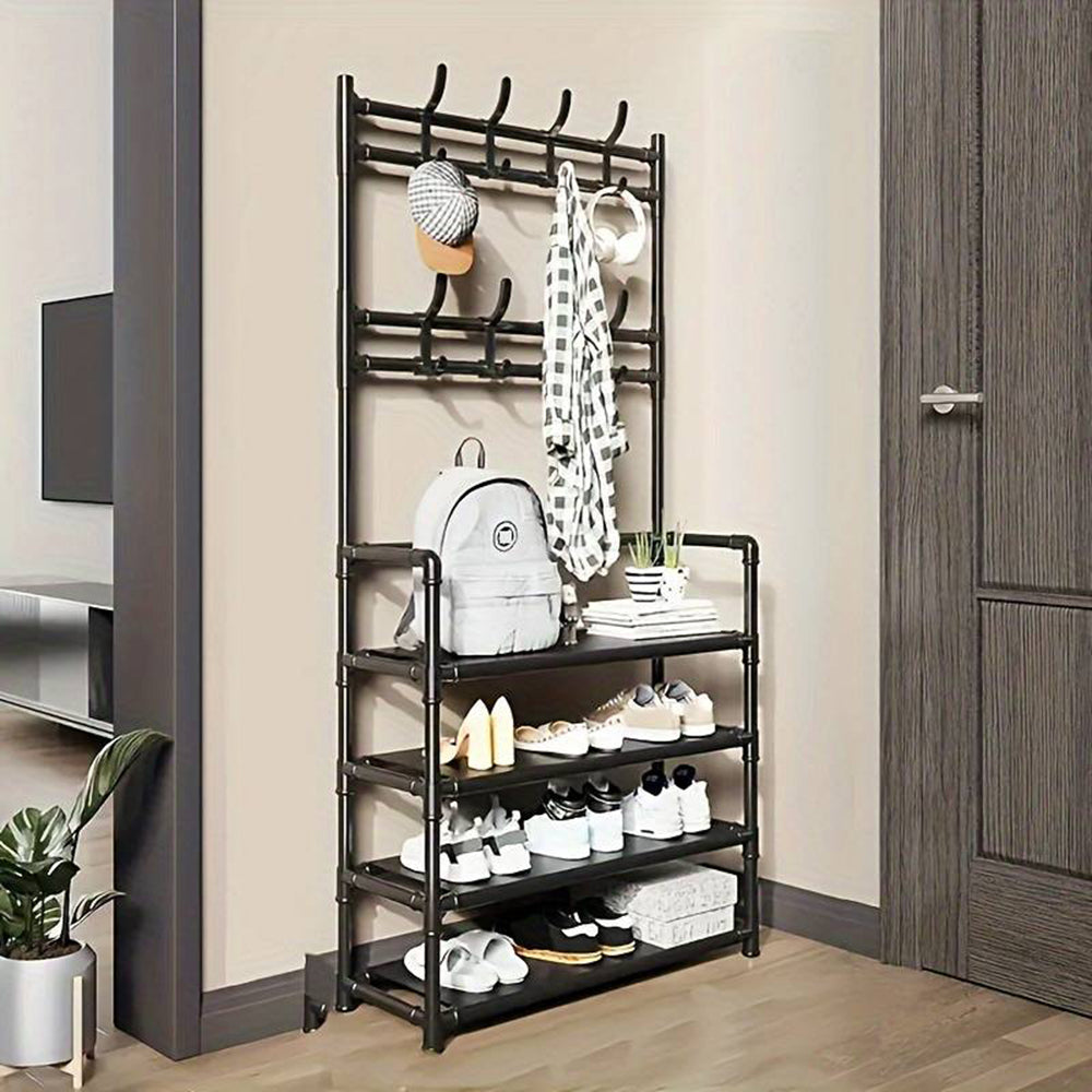 4/5 Layers Free Standing Storage Shelves Entrance Coat Rack_7