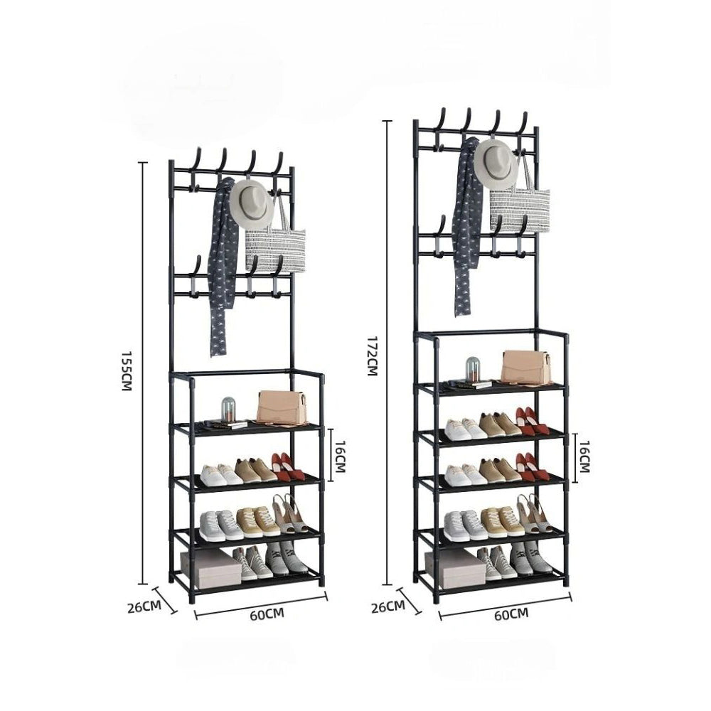 4/5 Layers Free Standing Storage Shelves Entrance Coat Rack_12