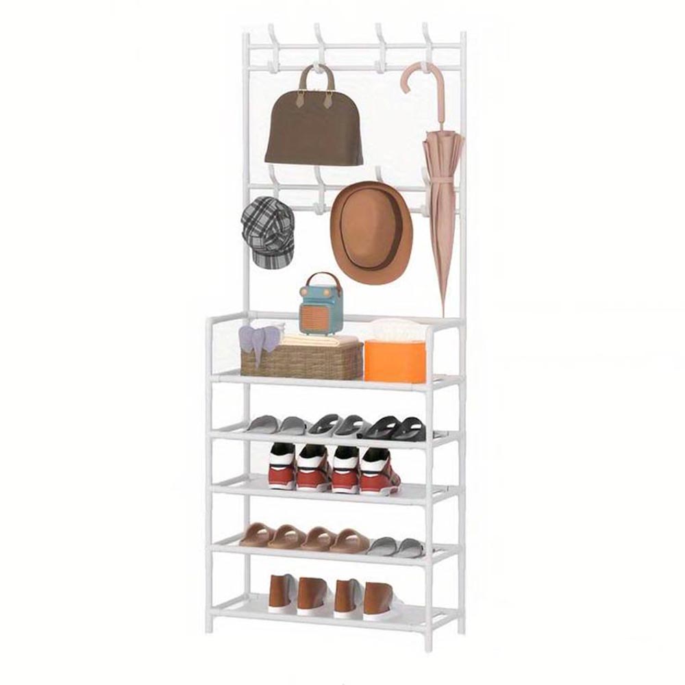 4/5 Layers Free Standing Storage Shelves Entrance Coat Rack_16