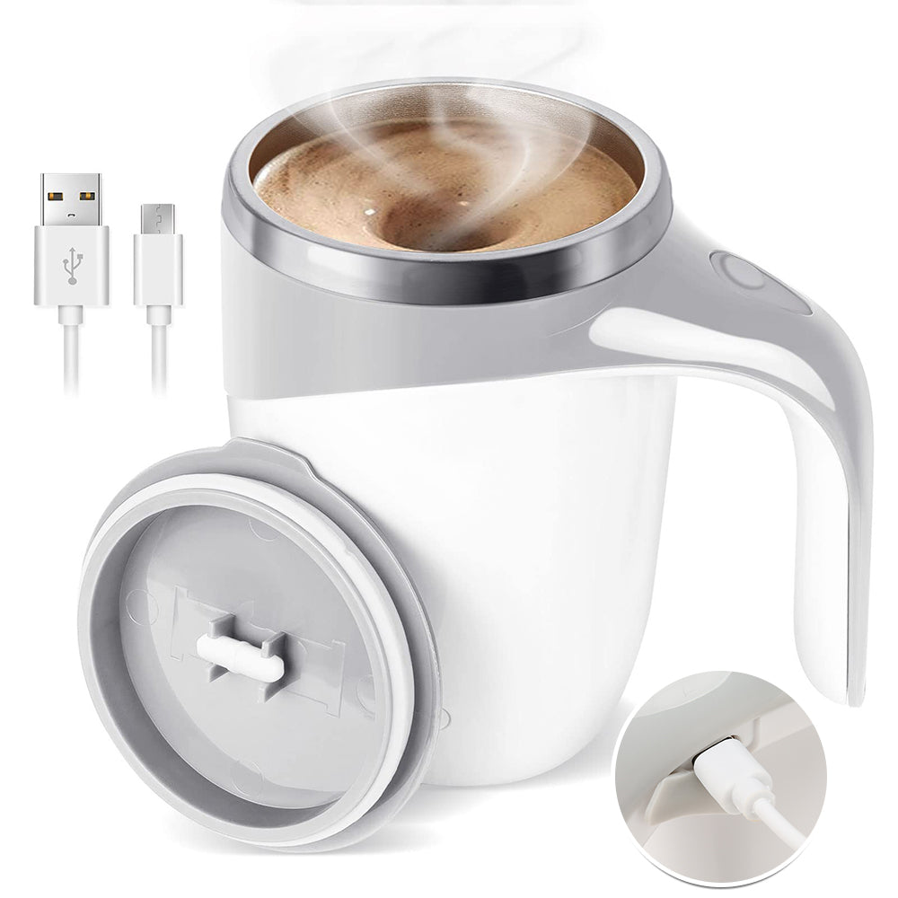 Time-saving self stirring mug