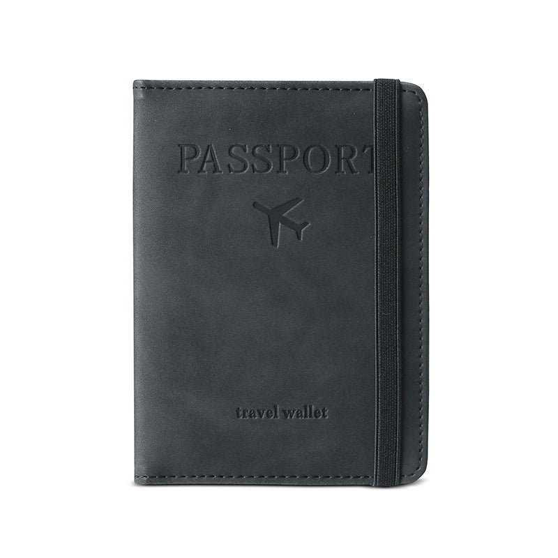 Multi-card Solid Color PU Leather Vintage Design RFID Travel Passport Holder_0