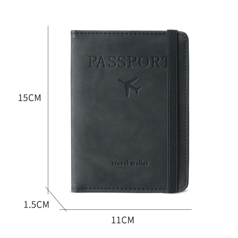 Multi-card Solid Color PU Leather Vintage Design RFID Travel Passport Holder_1