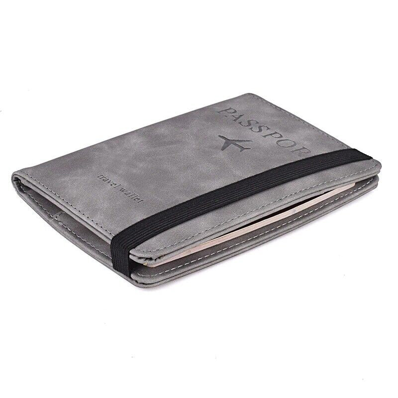 Multi-card Solid Color PU Leather Vintage Design RFID Travel Passport Holder_2