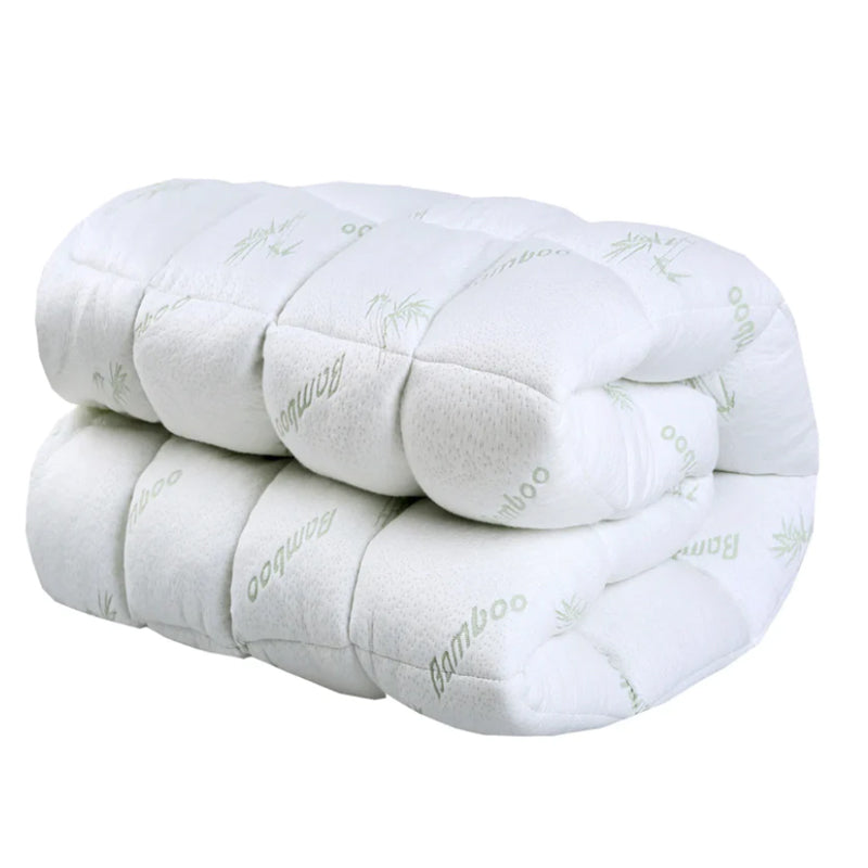 Thick and Breathable Natural Bamboo Mattress Topper Soft Quilted Bed Protector_2